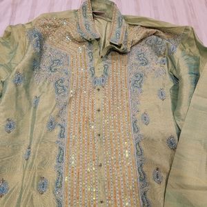 Men's Silk Beaded Kurta Sz 48
